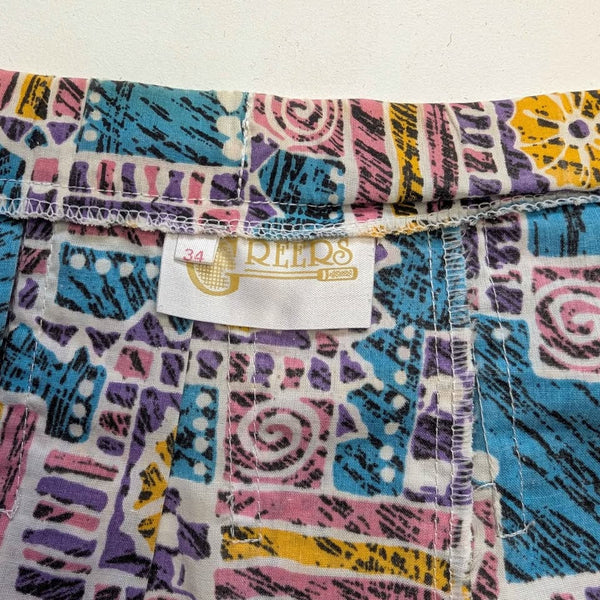 Late 80's - Early 90's Vintage Teal Geo Mini Skirt