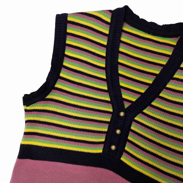 1970's Vintage Colourful Striped Knit Vest Tank Top