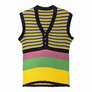1970's Vintage Colourful Striped Knit Vest Tank Top