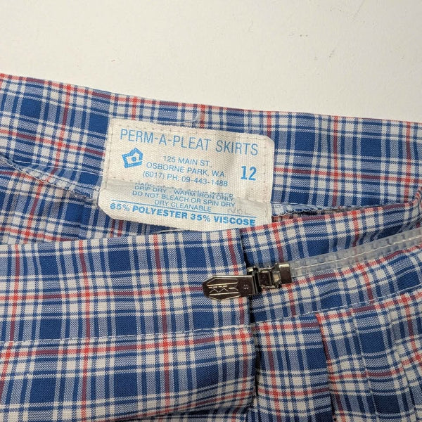 1980's Vintage Blue Pleated Mini Skirt