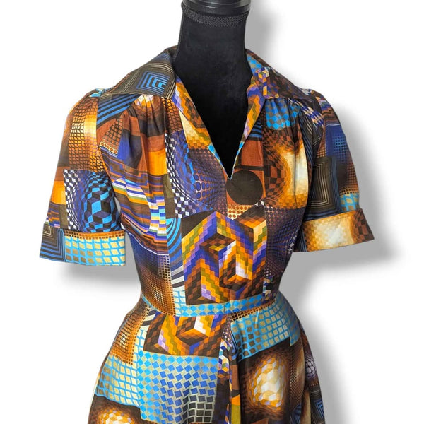 1970's Vintage Disco Print Dress