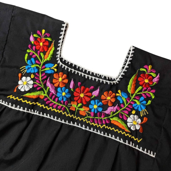 1970's Vintage Embroidered Black Top