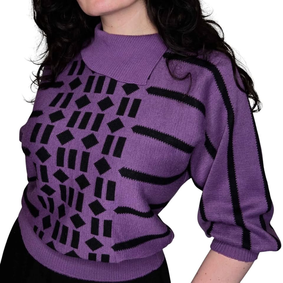 1980's Vintage Purple Geometric Sweater