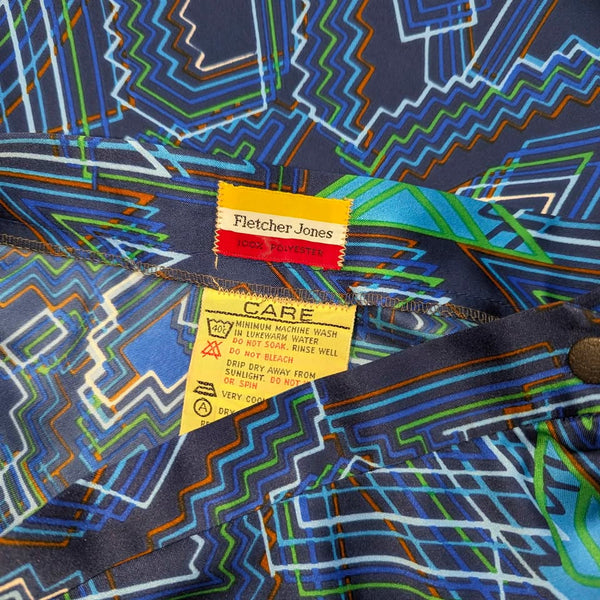 1970's Vintage Blue Geometric Maxi Skirt