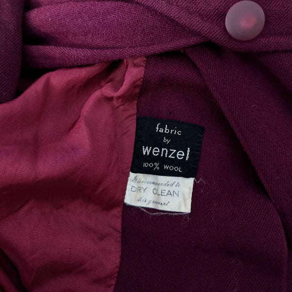 1970's Vintage Burgundy Wool Coat