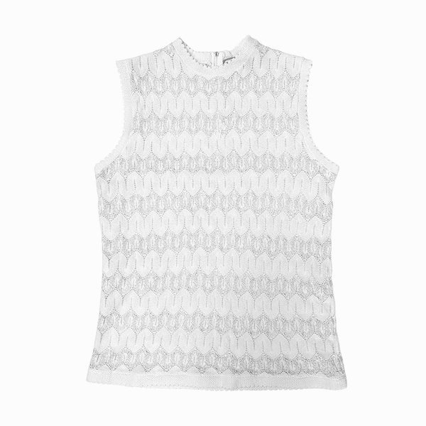 1960's Vintage White and Silver Metallic Top