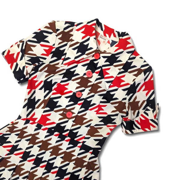 1970's Vintage Mod Houndstooth Dress