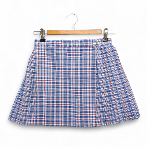 1980's Vintage Blue Pleated Mini Skirt