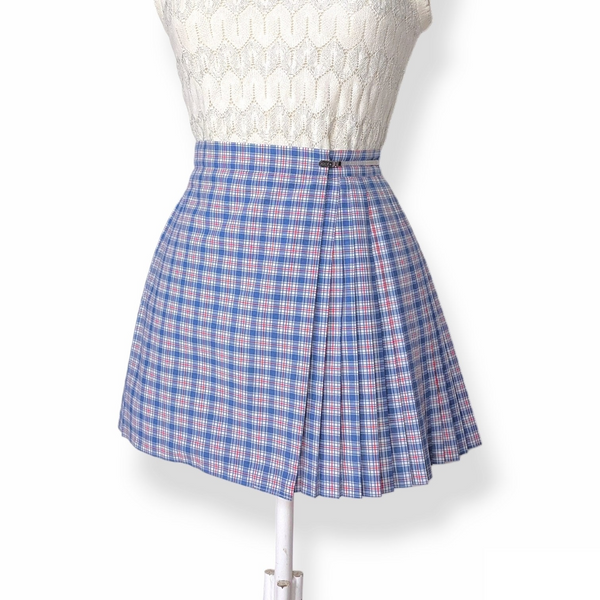 1980's Vintage Blue Pleated Mini Skirt