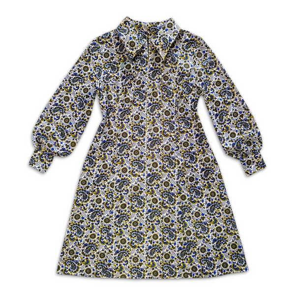 1960's Vintage Green Paisley Dress