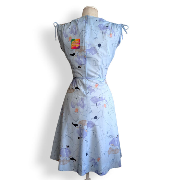 1970's Vintage Powder Blue Floral Day Dress