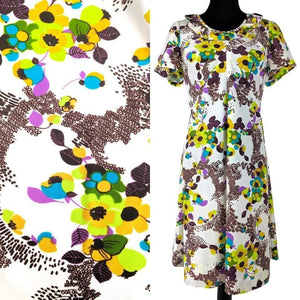 60's Vintage Vibrant Floral Mod Mini Dress Kitsch Vintage