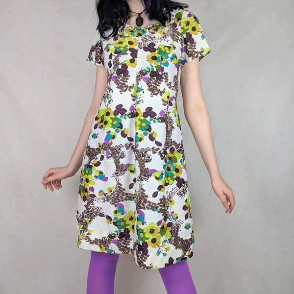 60's Vintage Vibrant Floral Mod Mini Dress Kitsch Vintage