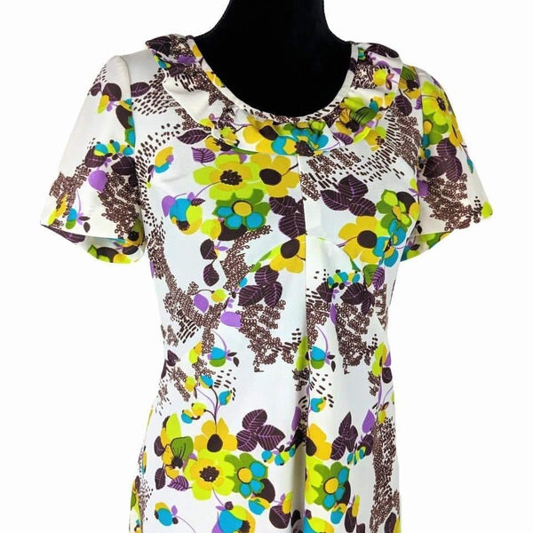 60's Vintage Vibrant Floral Mod Mini Dress Kitsch Vintage