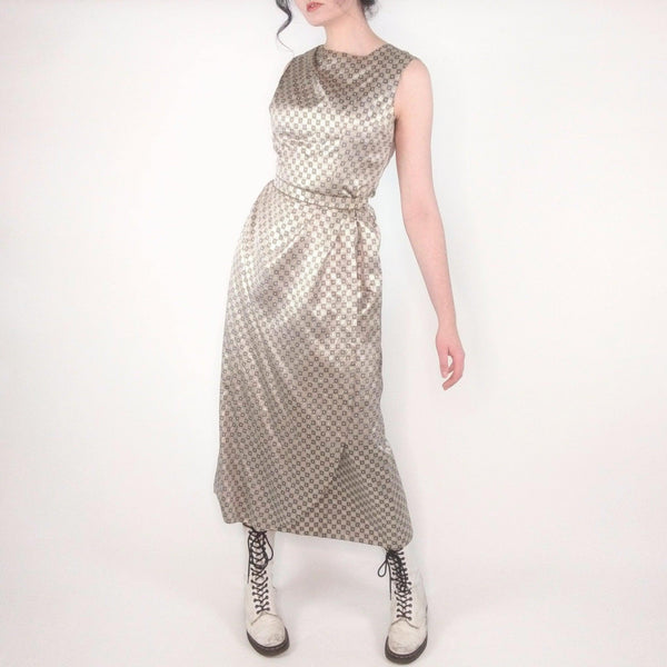 60's Vintage Metallic Wrap Dress Kitsch Vintage