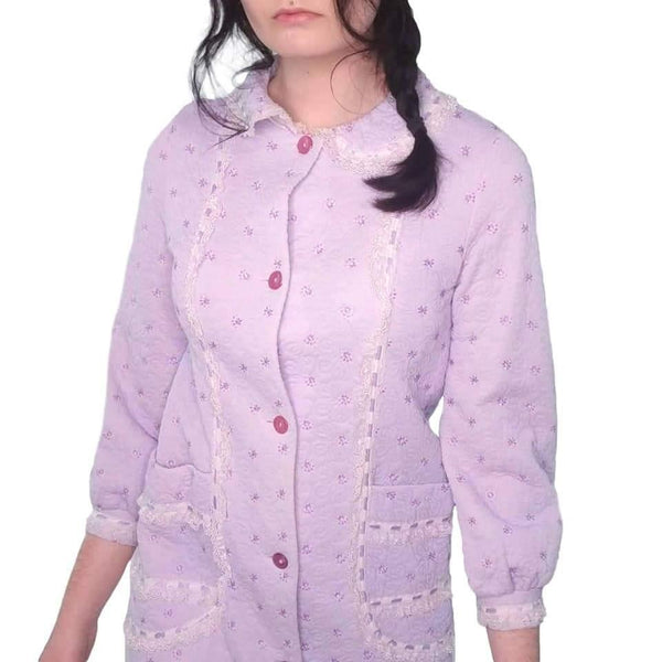 70's Vintage Lavender Quilted Dressing Gown Kitsch Vintage