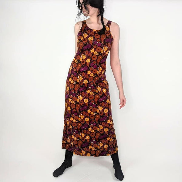 60's Vintage Floral Maxi Dress kitsch-vintage.myshopify.com