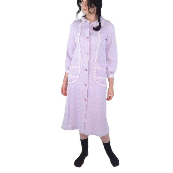 70's Vintage Lavender Quilted Dressing Gown kitsch-vintage.myshopify.com