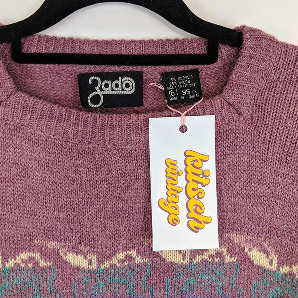 70's Vintage Mauve Sweater Kitsch Vintage