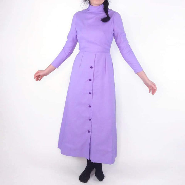 60's Vintage Purple Mod Maxi Dress Kitsch Vintage