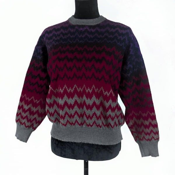 80's / 90's Vintage Pure Wool ZigZag Sweater Kitsch Vintage