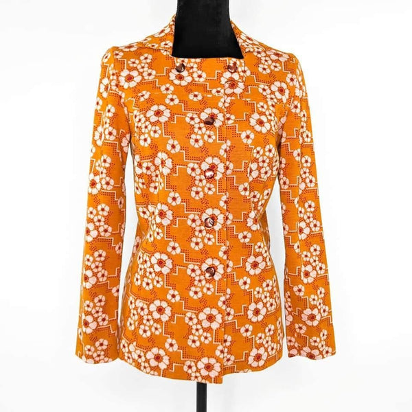 60's Vintage Orange Flower Power Mod Top Kitsch Vintage