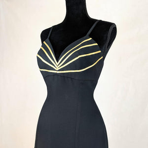 80's Vintage Black and Gold Dress Kitsch Vintage