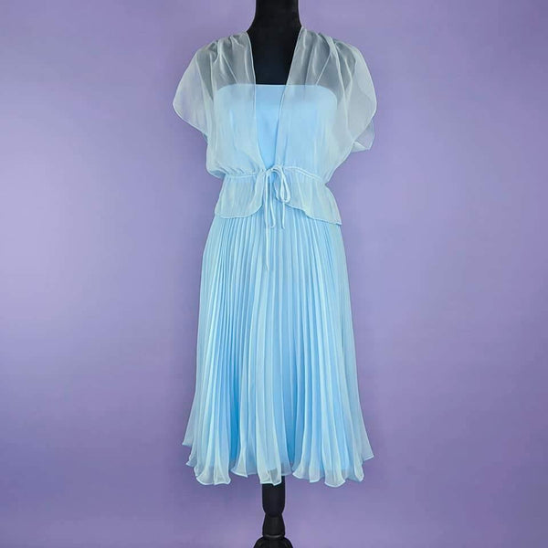 60's Vintage Dreamy Baby Blue Dress Kitsch Vintage