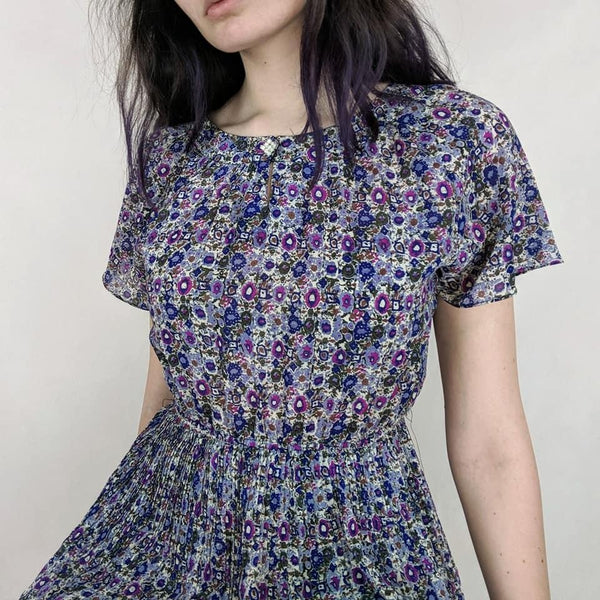 80's Vintage Floral Mini Dress Kitsch Vintage