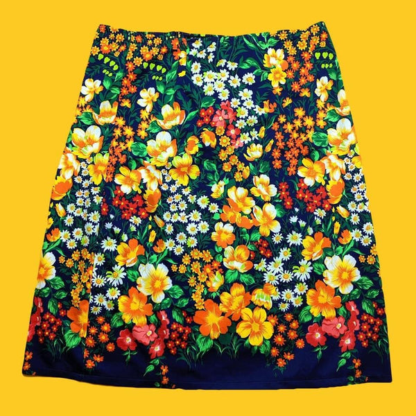 Vintage Flower Power Skirt Kitsch Vintage