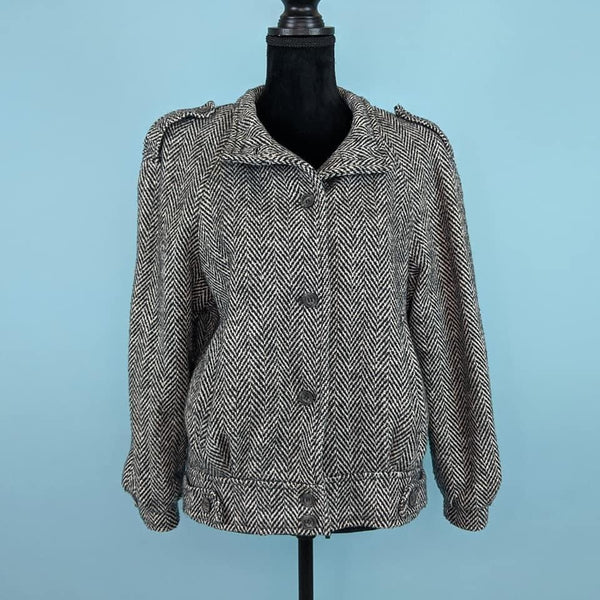 70's Vintage Herringbone Tweed Jacket Kitsch Vintage