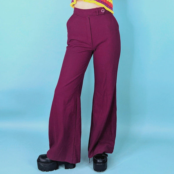 70's Vintage Magenta High Waisted Bell-bottoms Kitsch Vintage