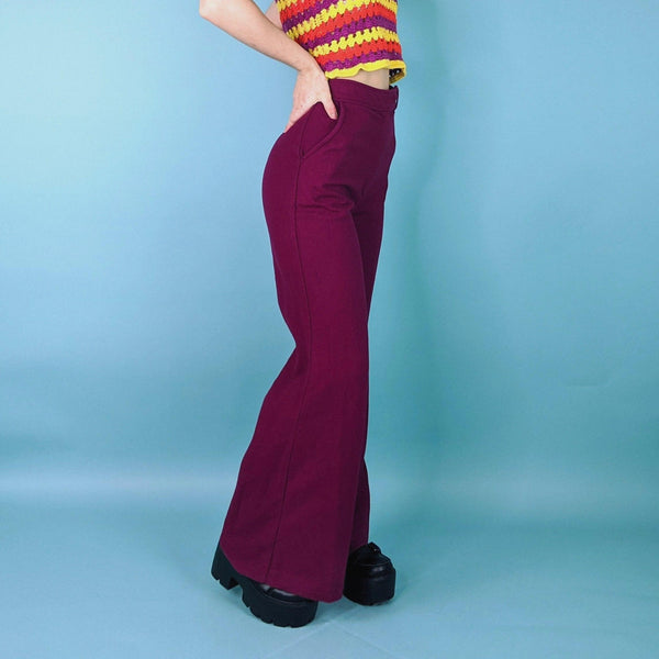 70's Vintage Magenta High Waisted Bell-bottoms Kitsch Vintage