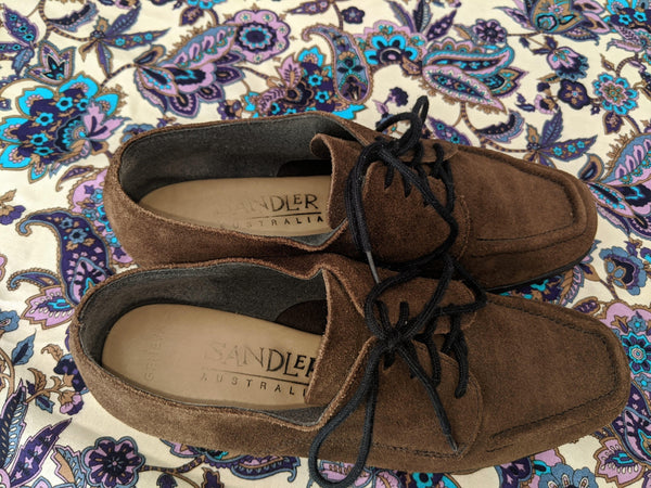 70's Vintage Brown Suede Oxford Shoes Kitsch Vintage