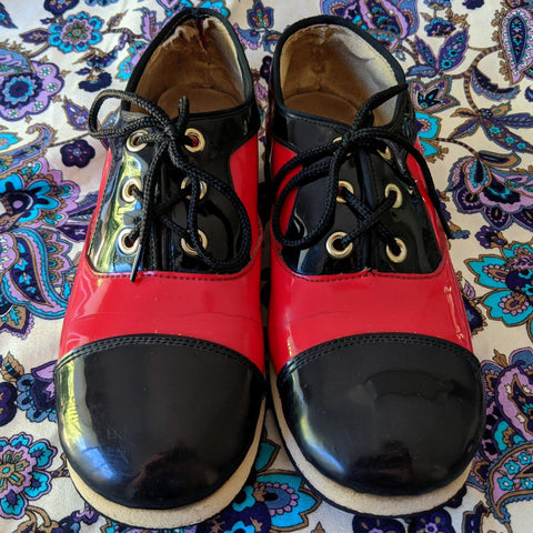 60's Vintage Red and Black Colourblock Shoes Kitsch Vintage