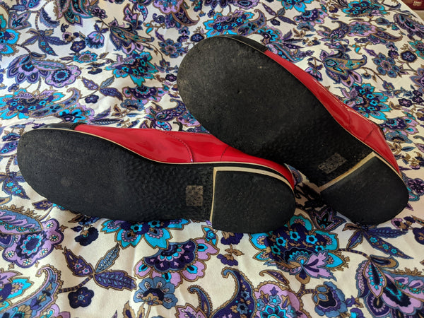 60's Vintage Red and Black Colourblock Shoes Kitsch Vintage