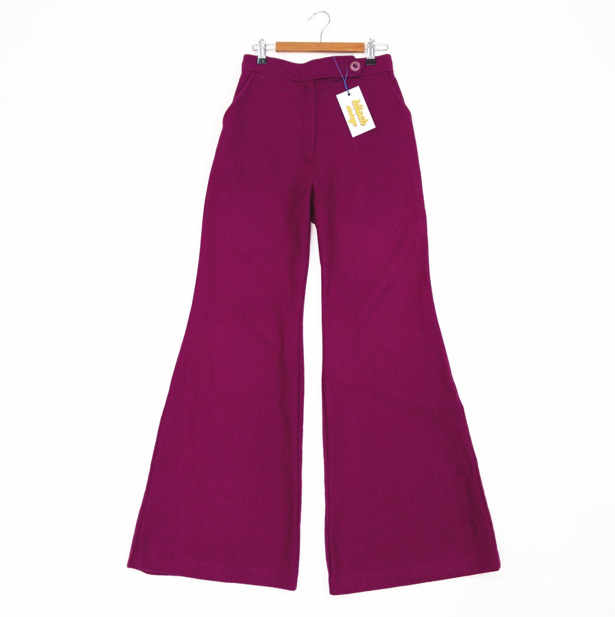 70's Vintage Magenta High Waisted Bell-bottoms Kitsch Vintage