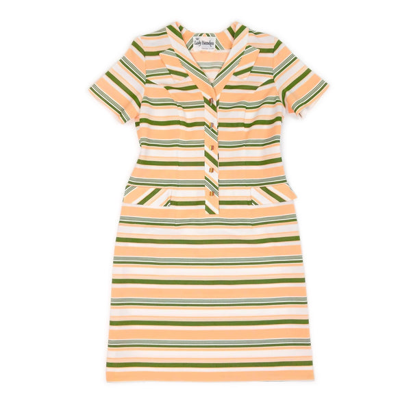 60's Vintage Peachy Striped Mod Dress Kitsch Vintage