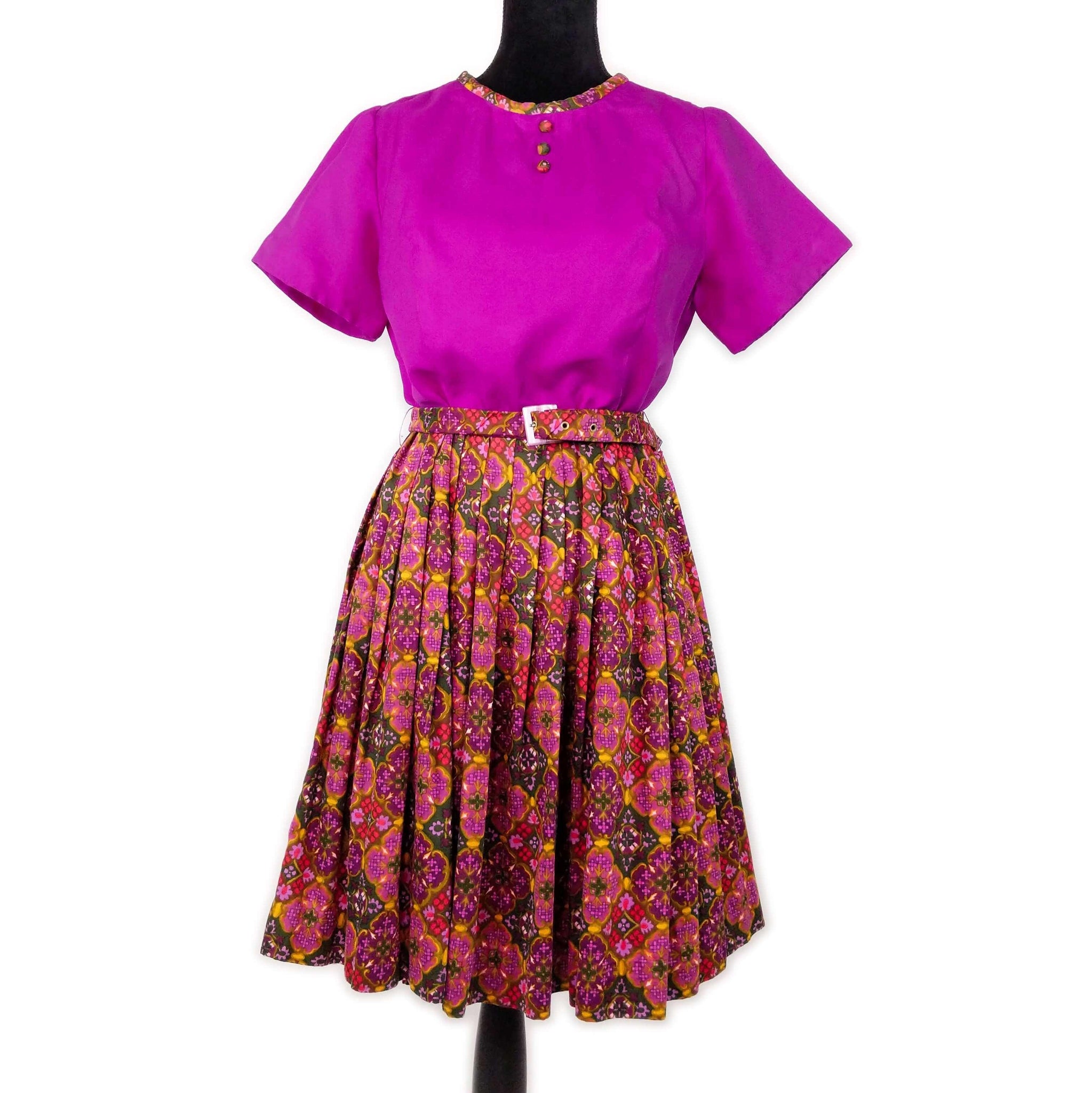 1960's Vintage Pink Groovy Mod Mini Dress Kitsch Vintage