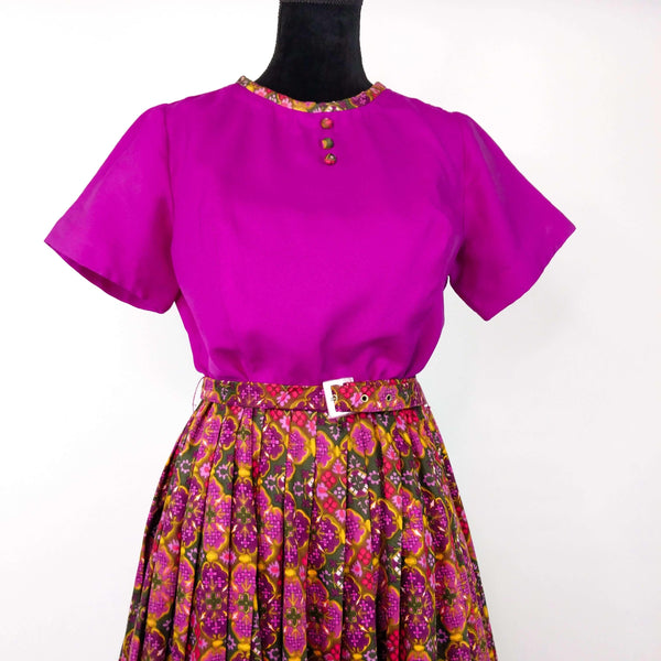 1960's Vintage Pink Groovy Mod Mini Dress Kitsch Vintage