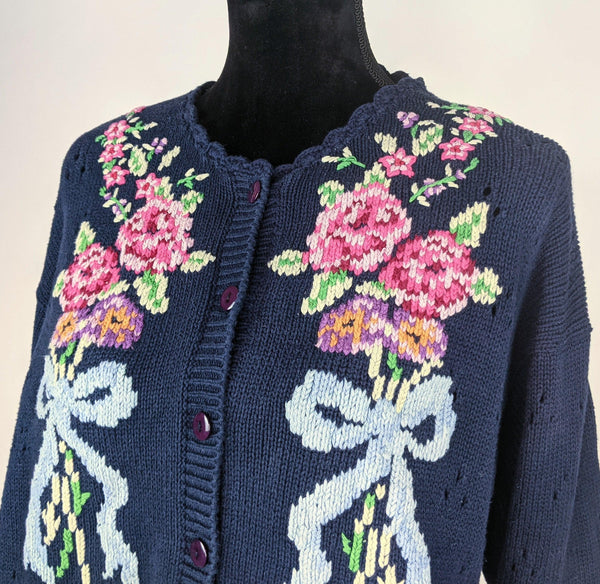 80's Vintage Flower Bouquet Sweater Kitsch Vintage