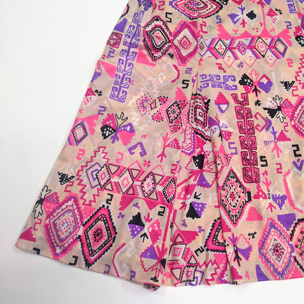 60's Psychedelic Pink Aztec Dress Kitsch Vintage