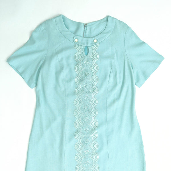 60's Vintage Pastel Aqua Mod Shift Dress Kitsch Vintage