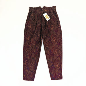 70's / 80's Vintage High Waisted Paisley Brown Pants Kitsch Vintage