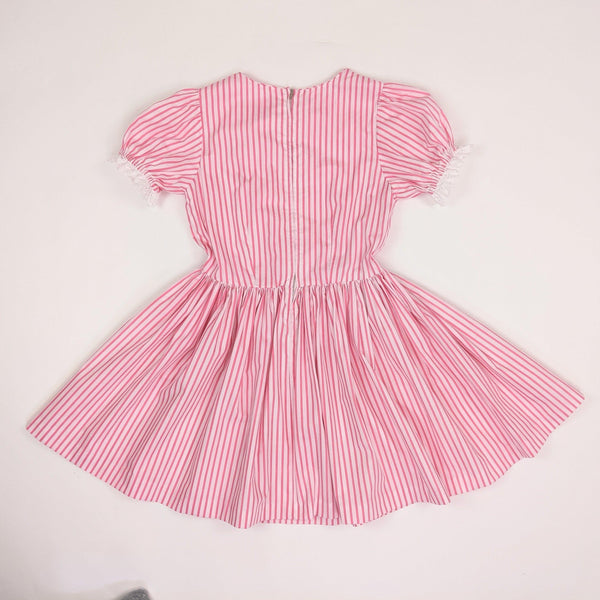 60's Vintage Pink Candy-striped Puff Sleeve Mini Dress Kitsch Vintage