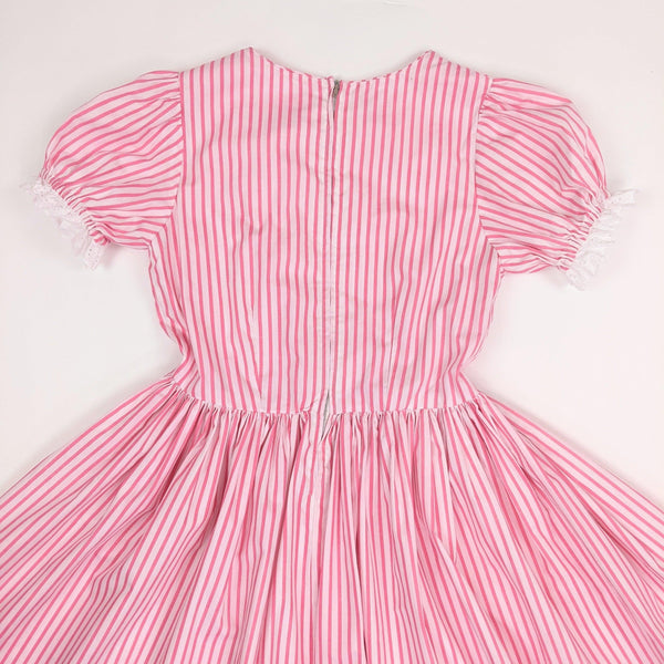 60's Vintage Pink Candy-striped Puff Sleeve Mini Dress Kitsch Vintage