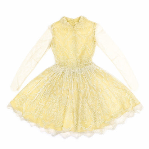 60's Vintage Pastel Lemon Lace Dress Kitsch Vintage