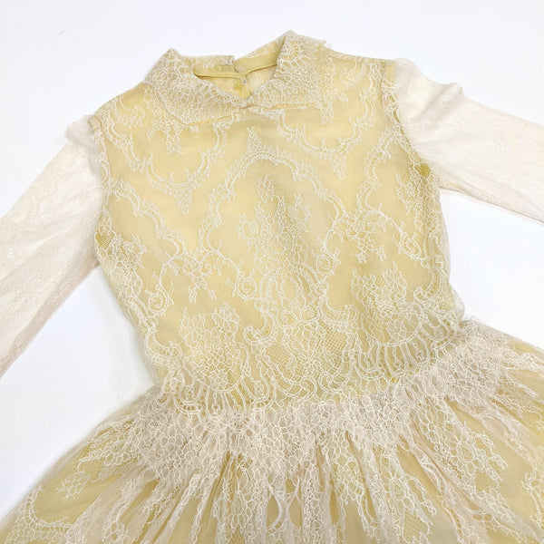 60's Vintage Pastel Lemon Lace Dress Kitsch Vintage