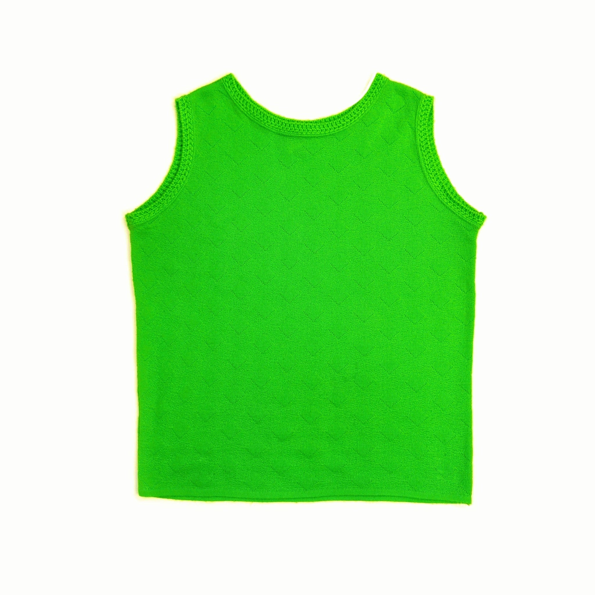 60's Vintage Neon Green Knit Vest Kitsch Vintage