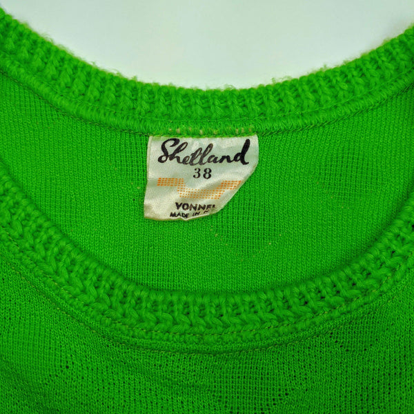 60's Vintage Neon Green Knit Vest Kitsch Vintage